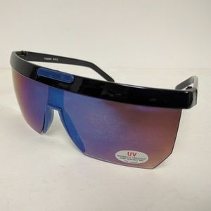 Vintage fashion semi-rimless sports blade w/ iridium blue smoke lens sunglasses